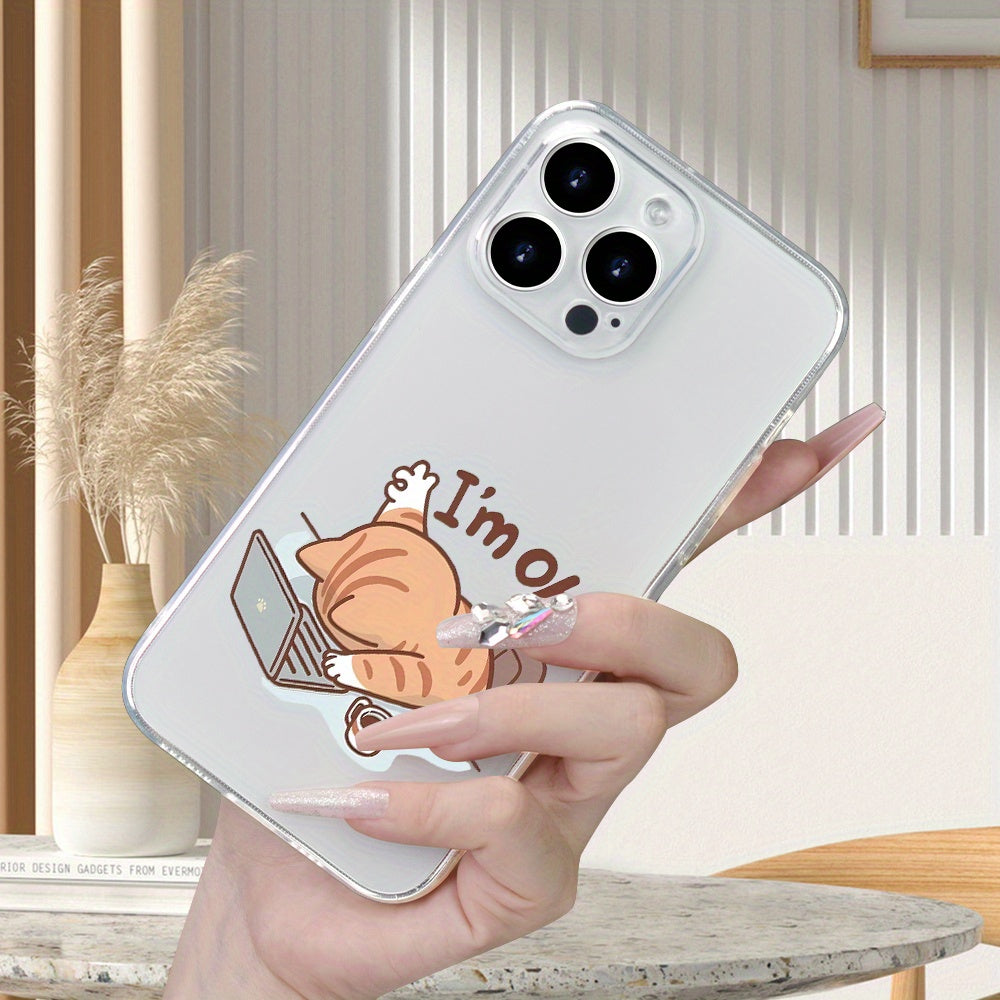 Creative Overtime Cat Pattern Mobile Phone Case with Advanced Texture Lens Protection Transparent Mobile Phone Case for Men and Women for iPhone 16/16PLUS/16PRO/16PROMAX/15/ 15PLUS/ 15PRO/ 15PROMAX/ 14/ 14PLUS/ 14PRO/ 14PROMA